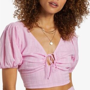 BILLABONG Pink Ruched Crop Top